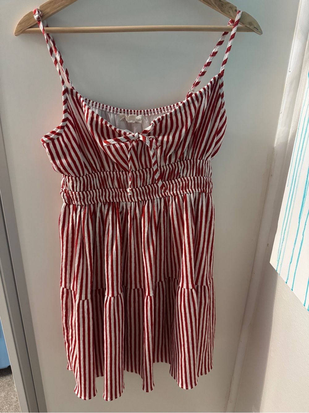 Rewind Red and White Striped Tie-Front Sundress